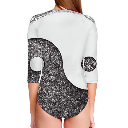 Roots Yin Yang Print Long Sleeve Swimsuit