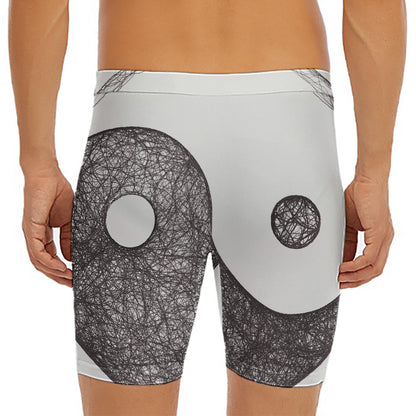 Roots Yin Yang Print Men's Long Boxer Briefs