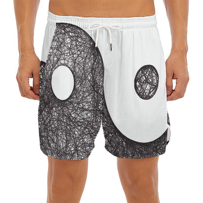 Roots Yin Yang Print Men's Split Running Shorts