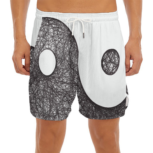 Roots Yin Yang Print Men's Split Running Shorts