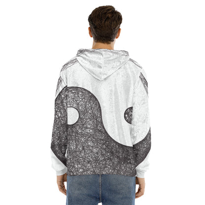 Roots Yin Yang Print Men's Velvet Pullover Hoodie