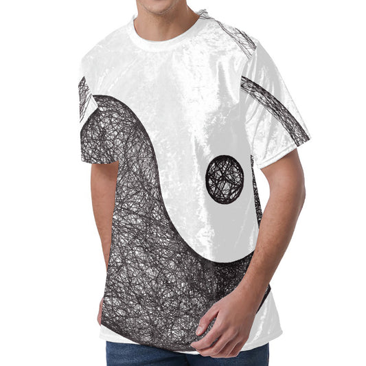 Roots Yin Yang Print Men's Velvet T-Shirt