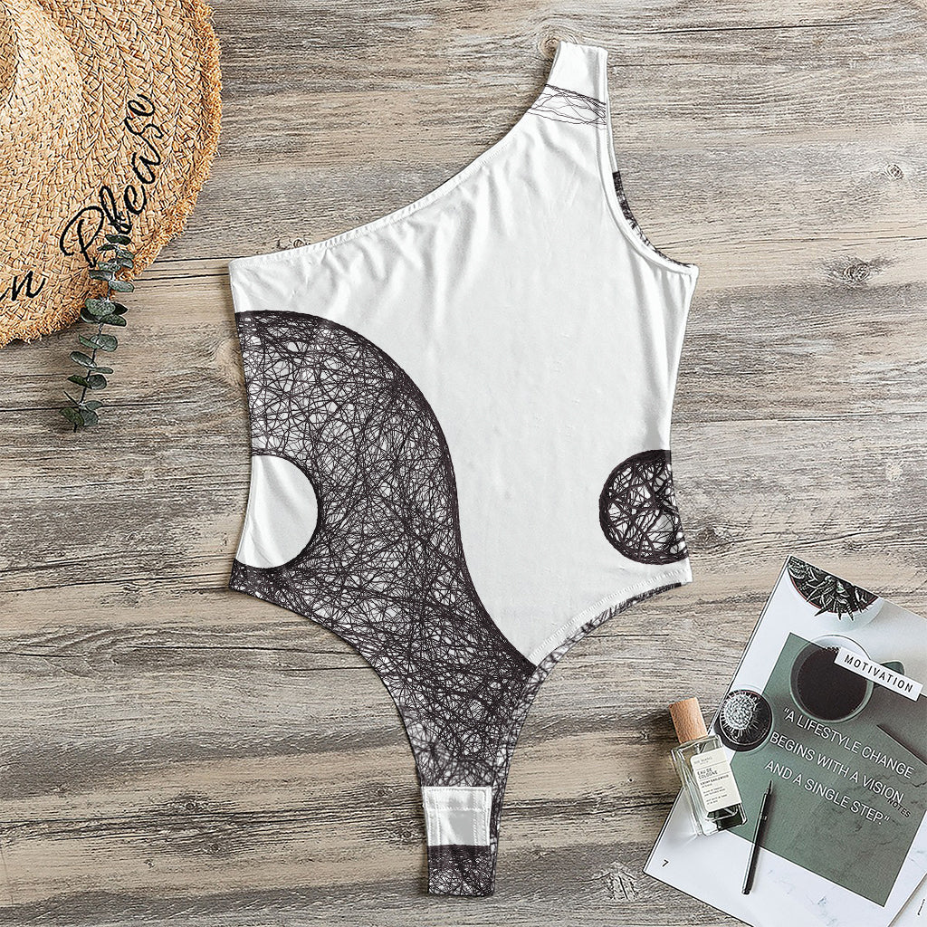 Roots Yin Yang Print One Shoulder Bodysuit