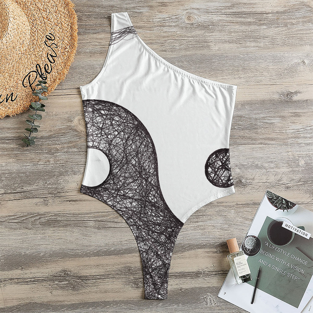 Roots Yin Yang Print One Shoulder Bodysuit