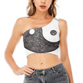Roots Yin Yang Print One Shoulder Crop Top