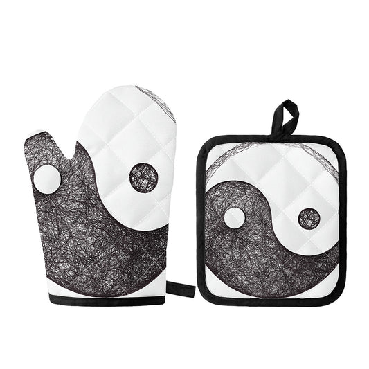 Roots Yin Yang Print Oven Mitt And Pot Holder Set