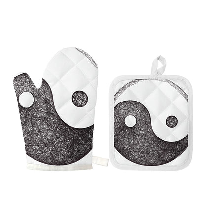 Roots Yin Yang Print Oven Mitt And Pot Holder Set