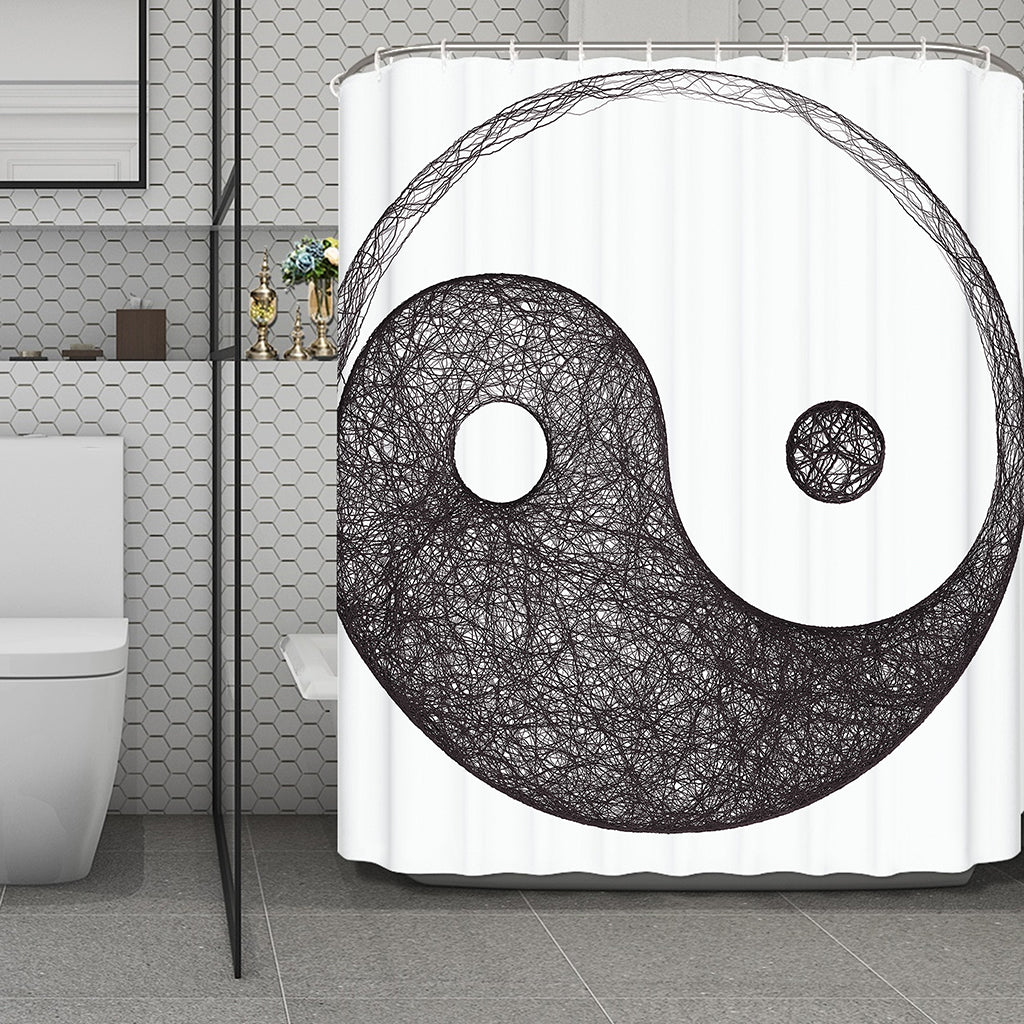 Roots Yin Yang Print Polyester Shower Curtain