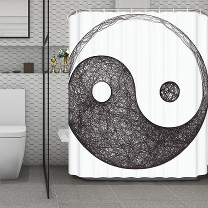 Roots Yin Yang Print Polyester Shower Curtain