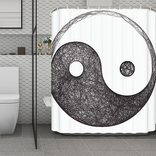 Roots Yin Yang Print Polyester Shower Curtain
