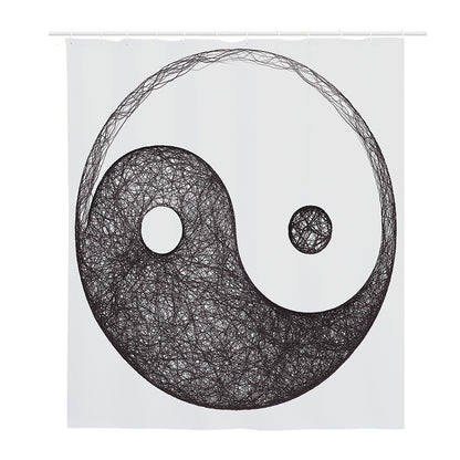 Roots Yin Yang Print Polyester Shower Curtain