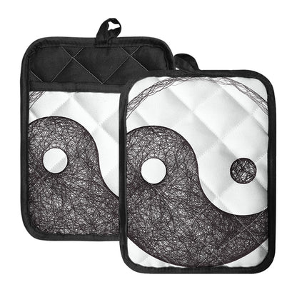Roots Yin Yang Print Pot Holders With Pocket