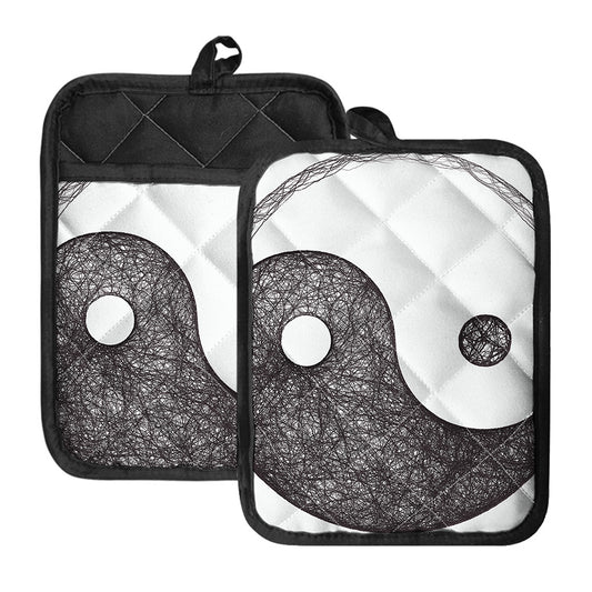 Roots Yin Yang Print Pot Holders With Pocket