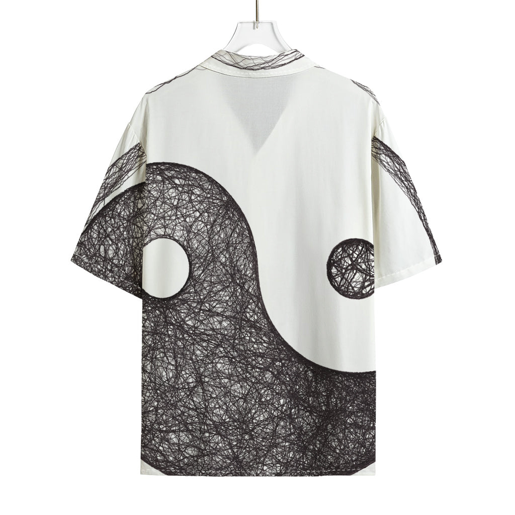 Roots Yin Yang Print Rayon Hawaiian Shirt