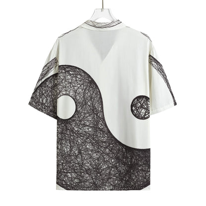 Roots Yin Yang Print Rayon Hawaiian Shirt