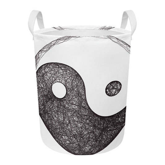Roots Yin Yang Print Round Laundry Basket