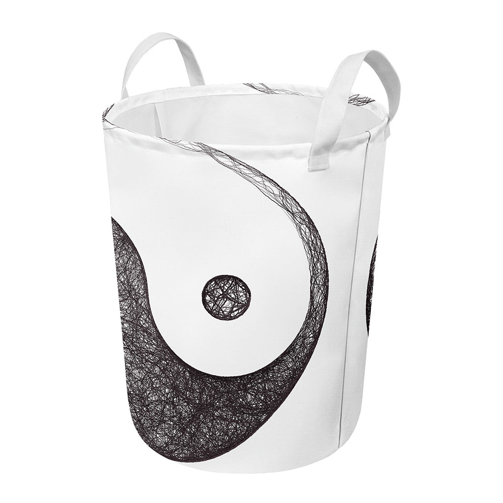 Roots Yin Yang Print Round Laundry Basket