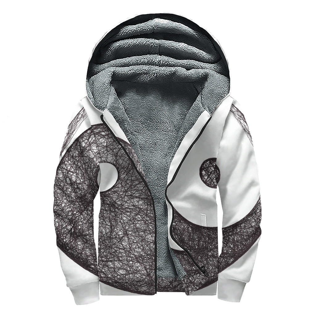 Roots Yin Yang Print Sherpa Lined Zip Up Hoodie