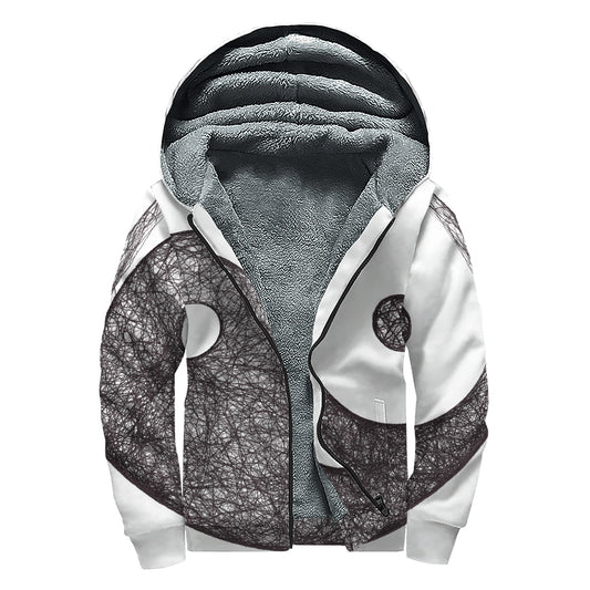 Roots Yin Yang Print Sherpa Lined Zip Up Hoodie