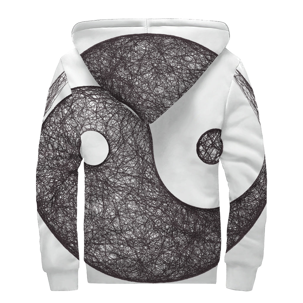 Roots Yin Yang Print Sherpa Lined Zip Up Hoodie
