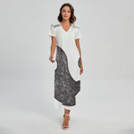 Roots Yin Yang Print Short Sleeve Maxi Dress
