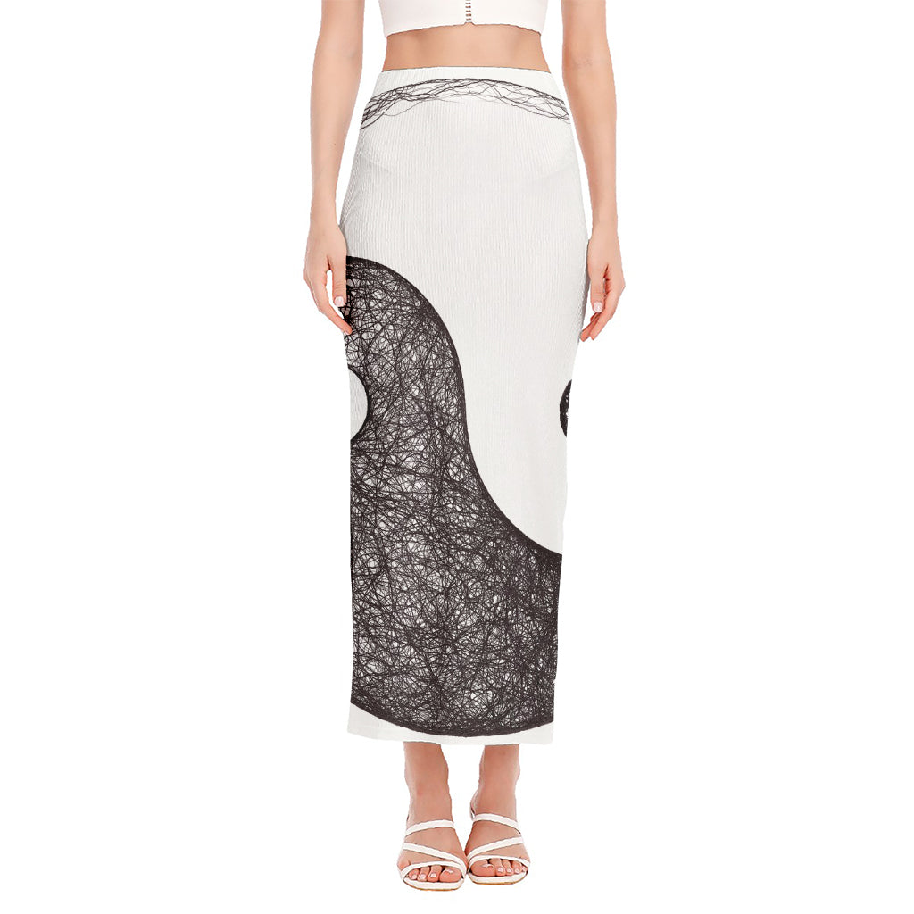 Roots Yin Yang Print Side Slit Maxi Skirt