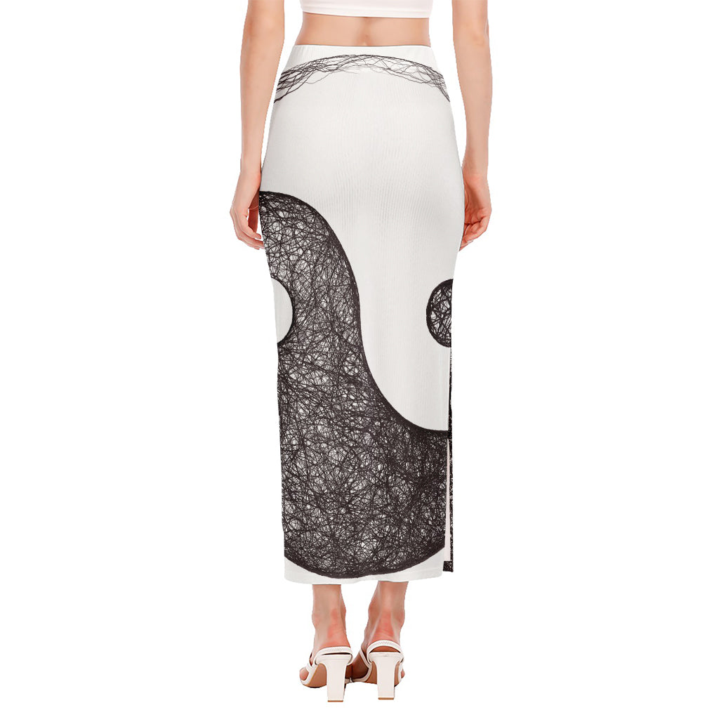 Roots Yin Yang Print Side Slit Maxi Skirt