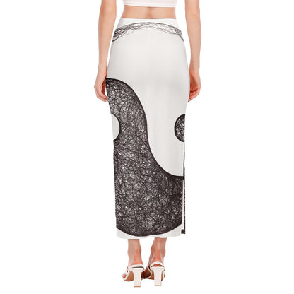 Roots Yin Yang Print Side Slit Maxi Skirt