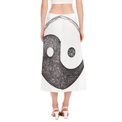 Roots Yin Yang Print Side Slit Midi Skirt
