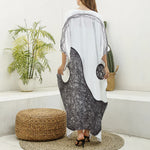 Roots Yin Yang Print Silk V-Neck Kaftan Dress