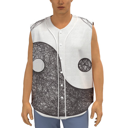 Roots Yin Yang Print Sleeveless Baseball Jersey