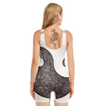 Roots Yin Yang Print Sleeveless One Piece Swimsuit