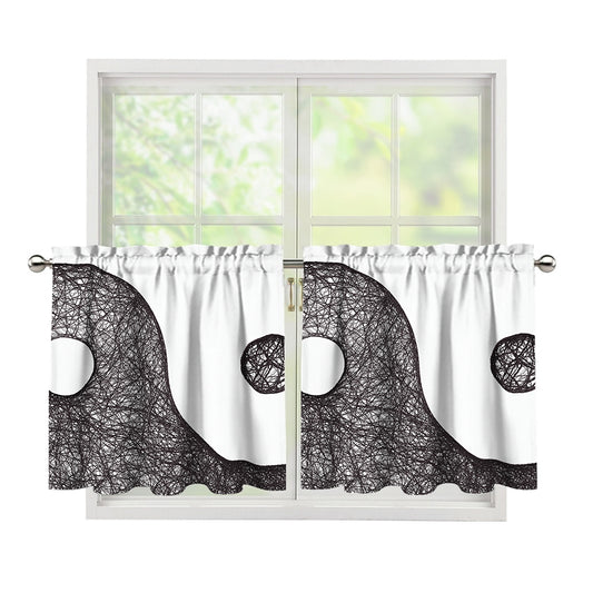 Roots Yin Yang Print Tier Curtains