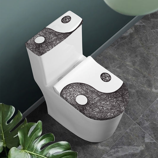 Roots Yin Yang Print Toilet Lid And Tank Cover Set