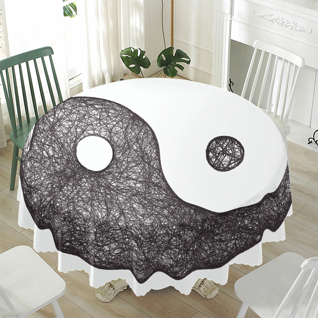 Roots Yin Yang Print Waterproof Round Tablecloth