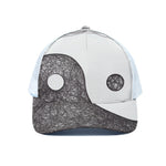 Roots Yin Yang Print White Mesh Trucker Cap