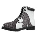 Roots Yin Yang Print Padded Collar Lace Up Boots