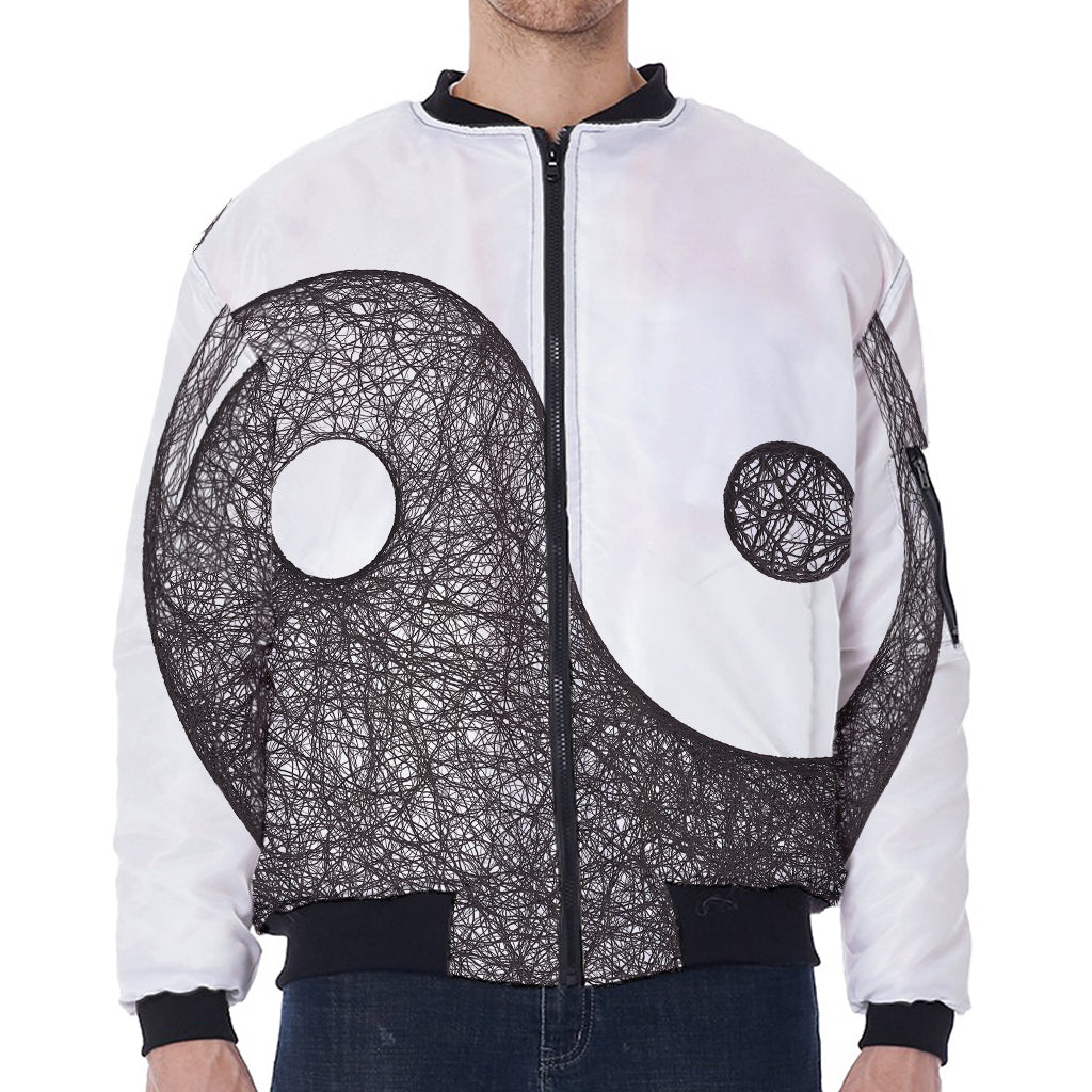 Roots Yin Yang Print Zip Sleeve Bomber Jacket