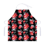 Rose And Heart Pattern Print Adjustable Apron