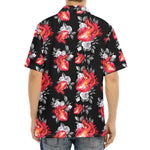 Rose And Heart Pattern Print Aloha Shirt