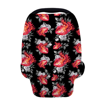 Rose And Heart Pattern Print Baby Seat Cover