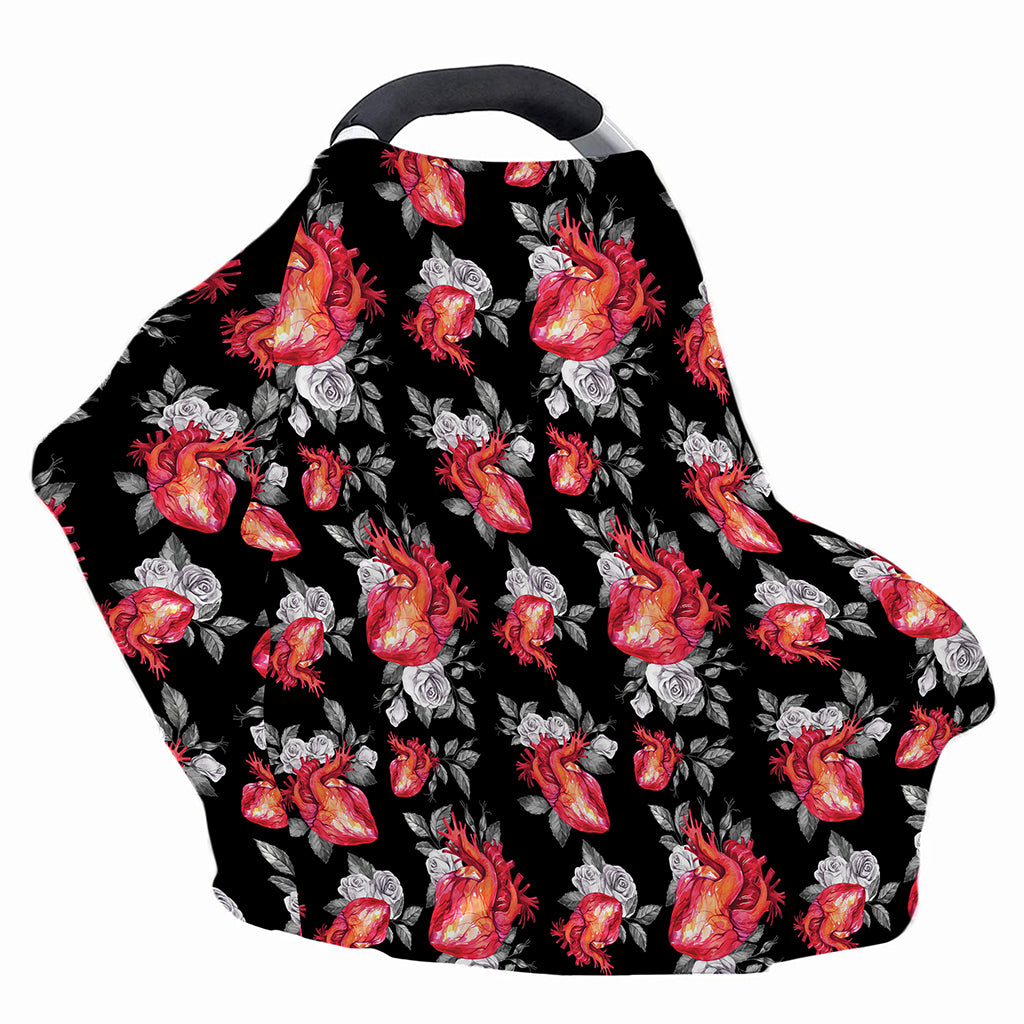 Rose And Heart Pattern Print Baby Seat Cover