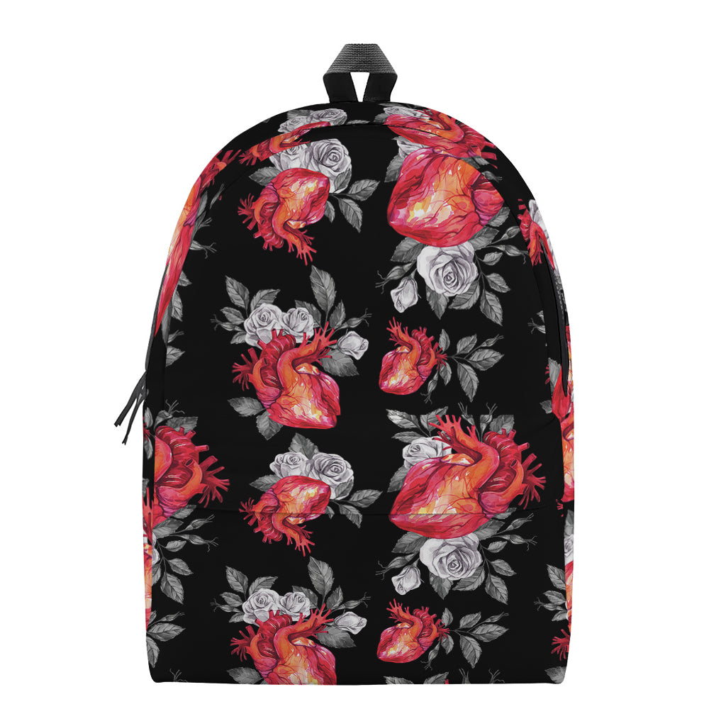 Rose And Heart Pattern Print Backpack