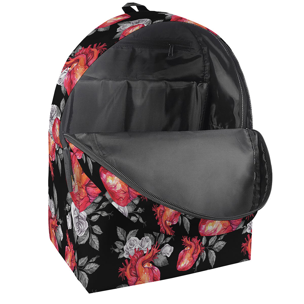 Rose And Heart Pattern Print Backpack