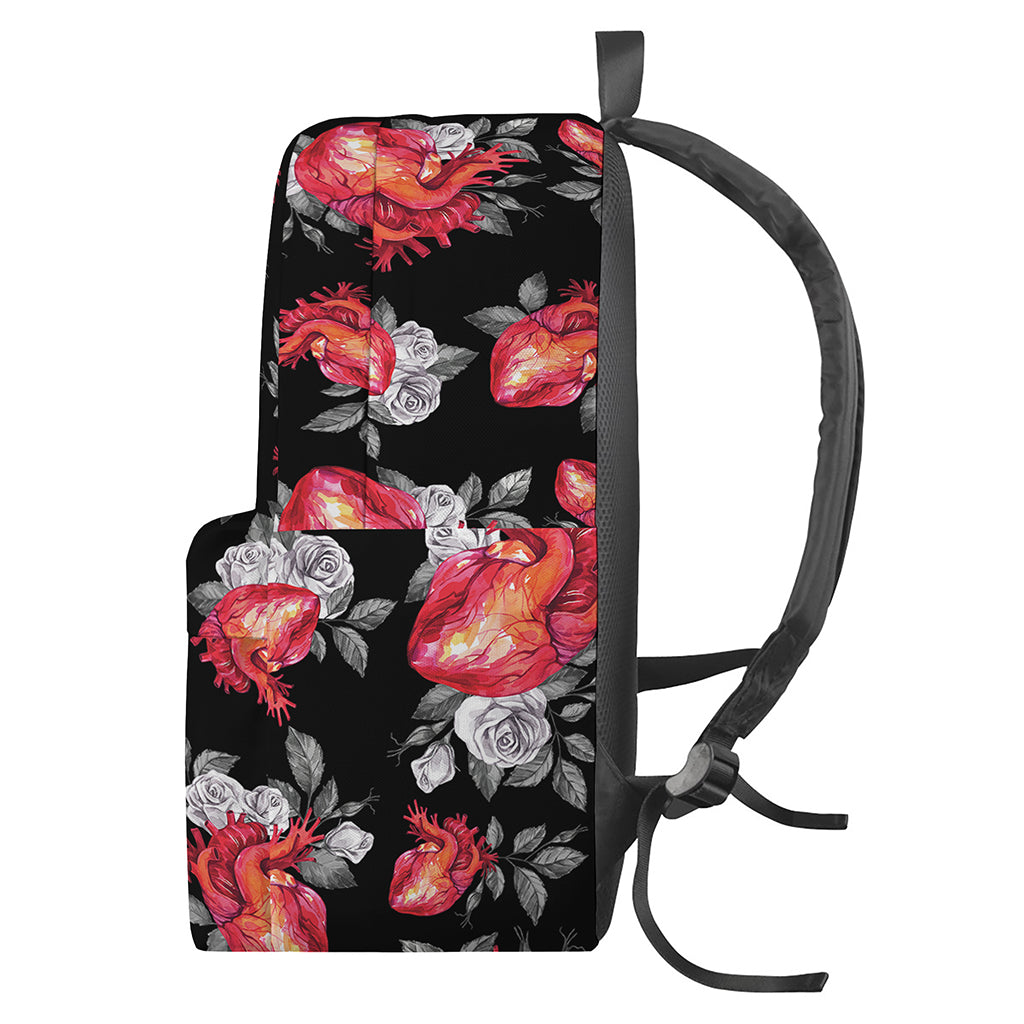 Rose And Heart Pattern Print Backpack