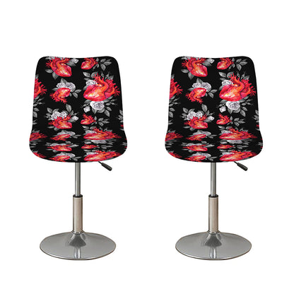 Rose And Heart Pattern Print Bar Stool Covers