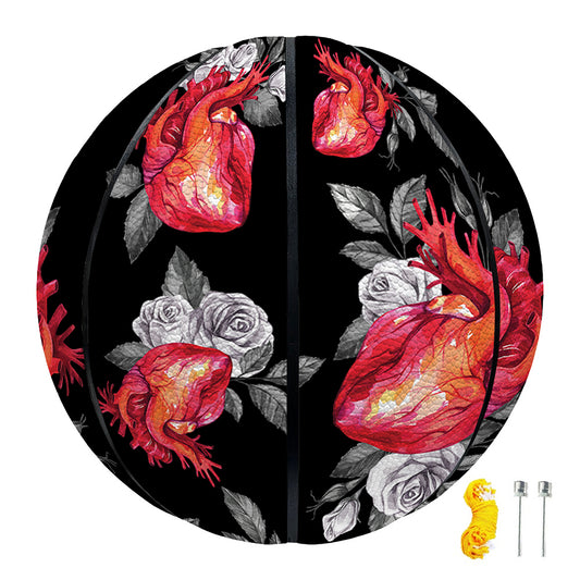 Rose And Heart Pattern Print Basketball