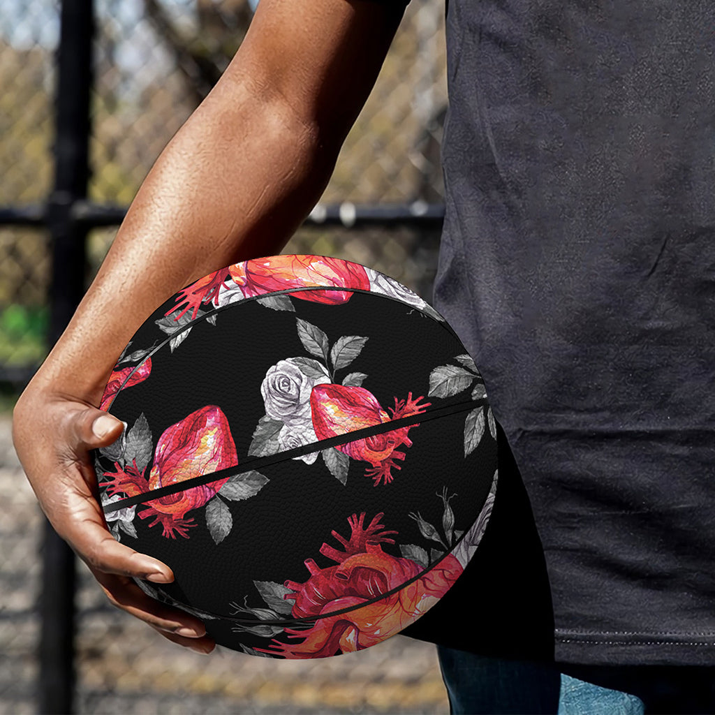 Rose And Heart Pattern Print Basketball