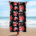 Rose And Heart Pattern Print Beach Towel
