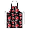 Rose And Heart Pattern Print Bib Apron With Pocket